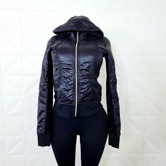 Lululemon Women's Black Uba Hoodie Lux Softshell Full-Zip Varsity Jacket Size 6 - Picture 2 of 8
